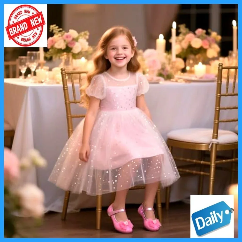 Toddler Girls Glitter Mary Jane Ballet Flats for Dress Occasions